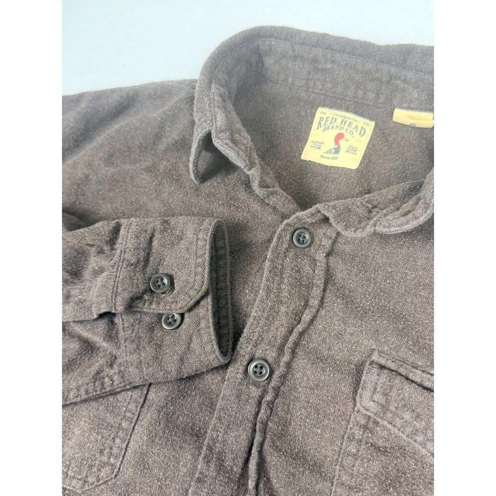 RedHead Brown Heavy Chamois Flannel Button Up Shirt Men's XL Workwear - Picture 1 of 8